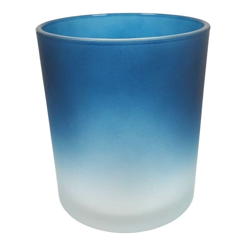 Ombre Gradient Glass Candle Holder 3.5" x 4" Modern Coastal Beach Nautical New
